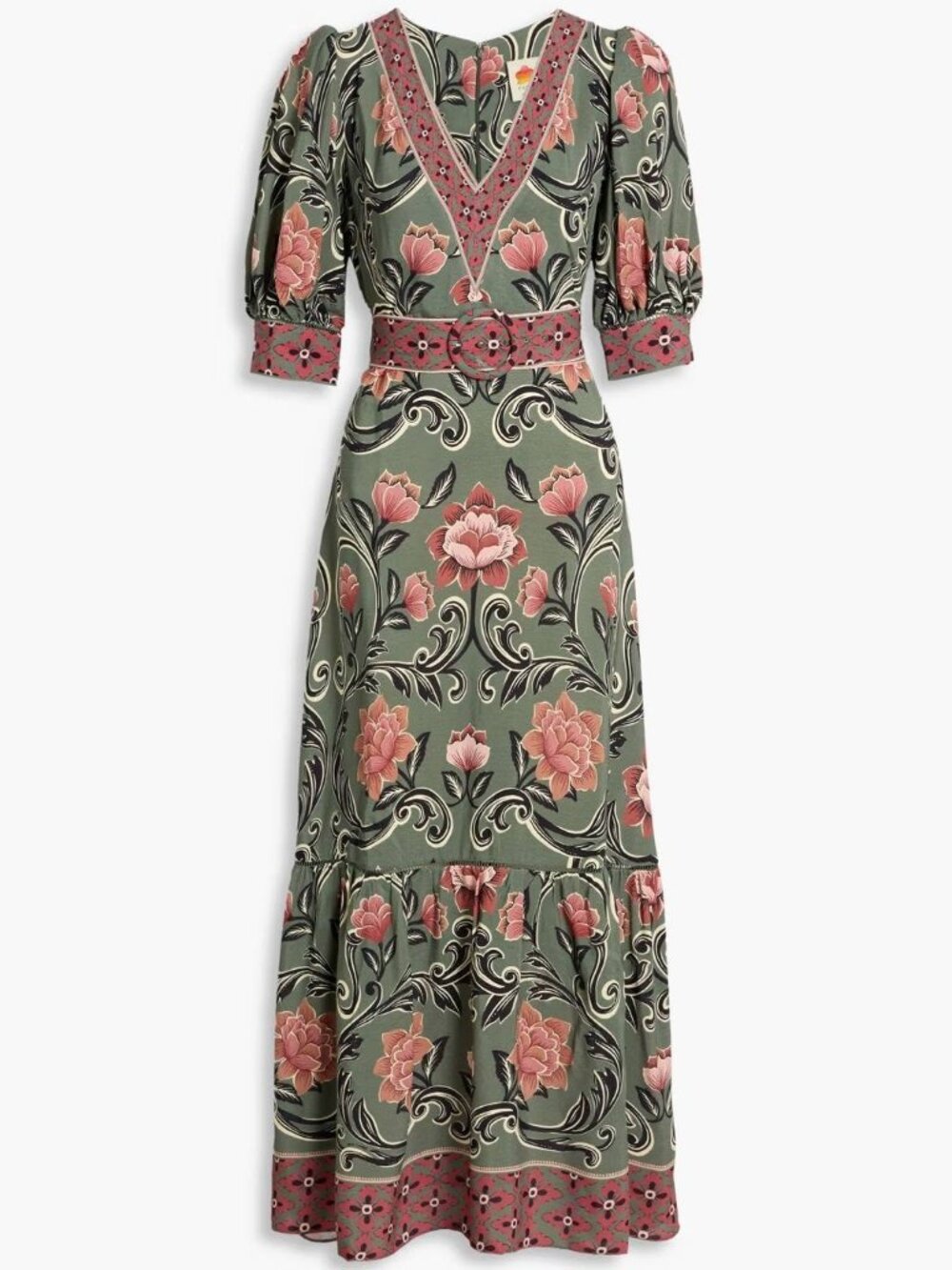Gorgeous FARM Rio Arabesque Floral Green Maxi Dress sz XS NWT